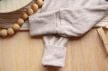 Load image into Gallery viewer, Personalized Baby Girl Outfit | Mocha Brown Romper Ellison Purple Chunky Chain Stitch Baby Name