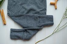 Load image into Gallery viewer, Personalized Baby Girl Outfit | Charcoal Romper Purple Chunky Chain Stitch Baby Name