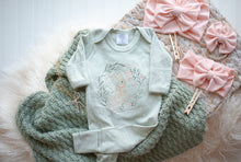 Load image into Gallery viewer, Baby Girl Easter Outfit | Sage Green Romper -Tiny Floral Bunny
