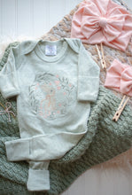 Load image into Gallery viewer, Baby Girl Easter Outfit | Sage Green Romper -Tiny Floral Bunny