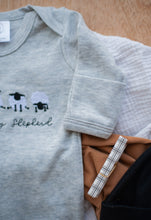 Load image into Gallery viewer, Baby Boy Easter Outfit | Gray Romper- The Lord Is My Shepherd