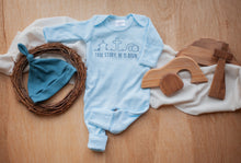 Load image into Gallery viewer, Baby Boy Easter Outfit | Blue Romper - True Story He Has Risen