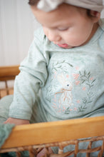 Load image into Gallery viewer, Baby Girl Easter Outfit | Sage Green Romper -Tiny Floral Bunny