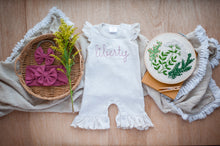 Load image into Gallery viewer, Personalized Baby Girl Outfit | Flutter Sleeve Romper Pink Custom Name