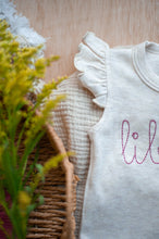 Load image into Gallery viewer, Personalized Baby Girl Outfit | Flutter Sleeve Romper Pink Custom Name