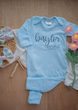 Load image into Gallery viewer, Personalized Baby Girl Outfit | Blue Romper Blue Stitch Baby Name