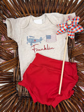Load image into Gallery viewer, Fourth of July baby outfit / patriotic airplane outfit for boy