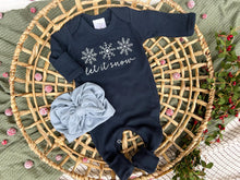 Load image into Gallery viewer, Christmas Baby Outfit | Navy Romper Let It Snow