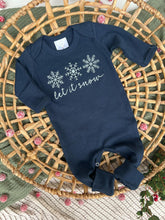 Load image into Gallery viewer, Christmas Baby Outfit | Navy Romper Let It Snow