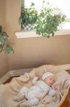 Load image into Gallery viewer, Personalized Baby Boy Outfit | Oatmeal Romper Beige Stripe Big Letter Taupe Baby Name