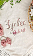 Load image into Gallery viewer, Personalized Baby Girl Outfit | Oatmeal Bodysuit Green Floral Skirt Baby Name