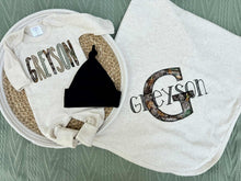 Load image into Gallery viewer, Personalized Baby Boy Outfit | Oatmeal Romper Green Beige Camo Baby Name