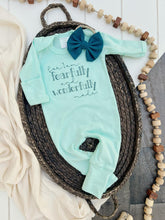 Load image into Gallery viewer, Newborn Baby Girl Outfit | Mint Romper Fearfully Wonderfully Made