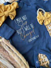 Load image into Gallery viewer, Baby Girl Outfit | Navy Romper - Funny Christian I May Not Sleep But I Will Be Changed