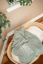 Load image into Gallery viewer, Personalized Baby Boy Outfit | Natural Cotton Romper Sage Green Baby Name