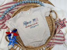 Load image into Gallery viewer, America turns 250 airplane baby tshirt bubble