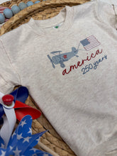 Load image into Gallery viewer, America turns 250 airplane baby tshirt bubble