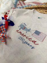 Load image into Gallery viewer, America turns 250 airplane baby tshirt bubble