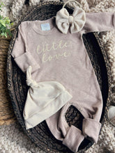 Load image into Gallery viewer, Baby Girl Outfit | Mocha Brown Romper Ivory Valentine - Little Love
