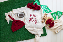 Load image into Gallery viewer, Baby Outfit | Oatmeal Romper Embroidered Red Woo Baby - Arkansas