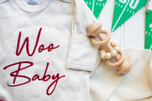 Load image into Gallery viewer, Baby Outfit | Oatmeal Romper Embroidered Red Woo Baby - Arkansas