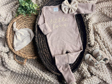 Load image into Gallery viewer, Baby Girl Outfit | Mocha Brown Romper Ivory Valentine - Little Love