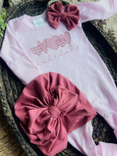 Load image into Gallery viewer, Personalized Baby Girl Outfit | Pink Romper Valentine Hearts