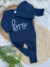 Load image into Gallery viewer, Baby Brother Outfit | Navy Blue Romper - Bro