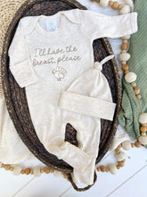 Load image into Gallery viewer, Thanksgiving Baby Outfit | Oatmeal Baby Romper - I'll Have The Breast Please Turkey