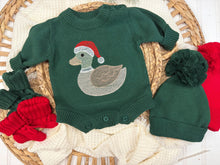 Load image into Gallery viewer, Christmas Duck Baby Sweater Romper – Green Knit