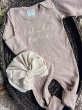 Load image into Gallery viewer, Baby Girl Outfit | Mocha Brown Romper Ivory Valentine - Little Love