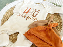 Load image into Gallery viewer, Fall Baby Outfit | Oatmeal Brown Romper Hey Pumpkin