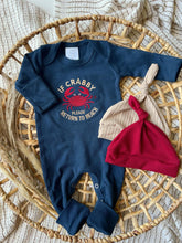 Load image into Gallery viewer, Baby Boy Outfit | Navy Romper - Funny Beach Baby- If Crabby Please Return To Beach