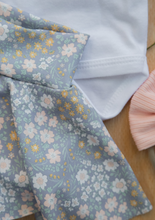 Load image into Gallery viewer, Personalized Baby Girl Outfit | White Bodysuit Small Flowers Skirt Green Baby Name