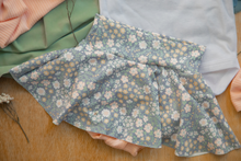 Load image into Gallery viewer, Personalized Baby Girl Outfit | White Bodysuit Small Flowers Skirt Green Baby Name