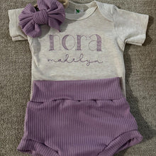 Load image into Gallery viewer, Personalized Baby Girl Outfit | Oatmeal Beige Bodysuit Sage Green Baby Name