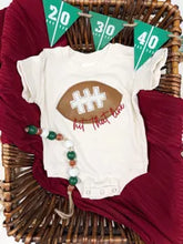 Load image into Gallery viewer, Baby Football Outfit With Knot Hat – Hit That Line Game Day Bodysuit