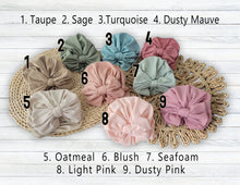 Load image into Gallery viewer, Ribbed baby handmade turban Baby fabric, toddler hair accessory, matching sibling hats, neutral headband for baby