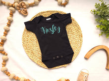 Load image into Gallery viewer, Personalized Teal Blue Newborn Baby outfit, custom name girl, coming home outfit for baby girl, baby girl outfit, Hospital Baby Pictures