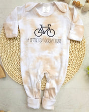 Load image into Gallery viewer, baby boy outfit hat set, baby mountain biking romper boy coming home outfit baby shower gift sleeper with footies a little dirt doesn't hurt