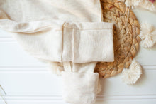 Load image into Gallery viewer, Personalized oatmeal baby romper and hat set, custom name coming home outfit, floral letter baby girl outfit, baby shower gift, neutral