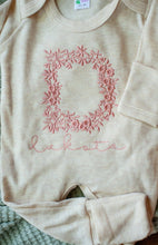 Load image into Gallery viewer, Personalized oatmeal baby romper and hat set, custom name coming home outfit, floral letter baby girl outfit, baby shower gift, neutral