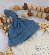 Load image into Gallery viewer, Personalized neutral baby romper and hat set custom infant boy coming home outfit baby shower gift beige sleeper with footies Jesus Loves Me