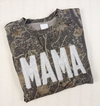 Load image into Gallery viewer, Camo Mama Sweatshirt – White Lace Appliqué Crewneck