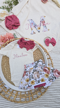 Load image into Gallery viewer, Personalized Baby Girl Outfit | Oatmeal Beige Bodysuit Pink Baby Name