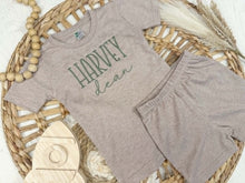 Load image into Gallery viewer, Personalized Boy Shirt and Shorts Set | Mocha Custom Name Outfit