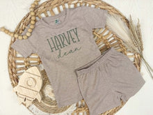 Load image into Gallery viewer, Personalized Boy Shirt and Shorts Set | Mocha Custom Name Outfit