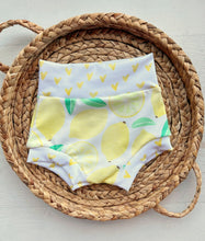 Load image into Gallery viewer, Personalized summer lemon outfit, lemon baby bummies, embroidered lemon baby girl, first birthday outfit, coming home outfit for girl
