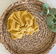 Load image into Gallery viewer, Ribbed baby handmade turban Baby fabric, toddler hair accessory, matching sibling hats, neutral headband for baby