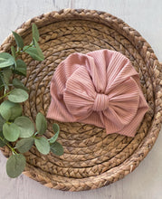 Load image into Gallery viewer, Ribbed baby handmade turban Baby fabric, toddler hair accessory, matching sibling hats, neutral headband for baby